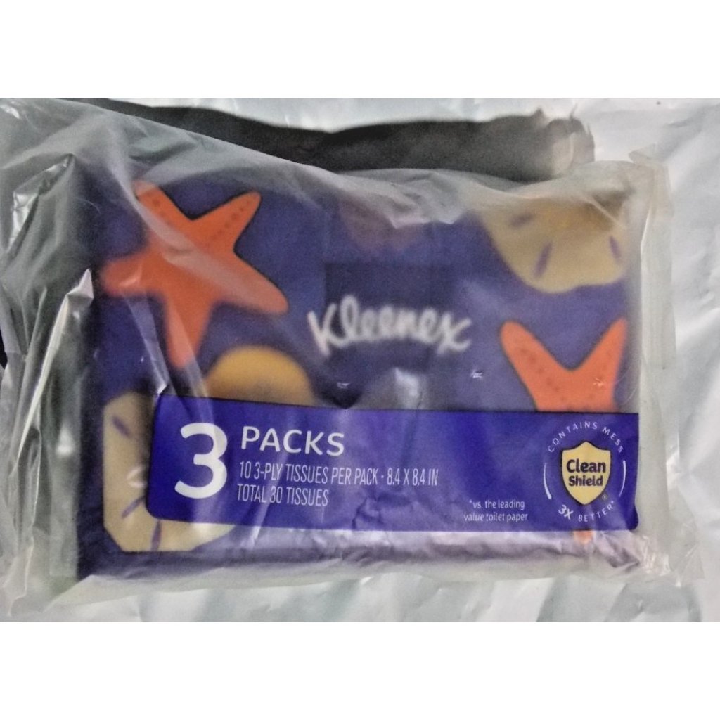 3 Kleenex OnTheGo Facial Tissues 10 Tissues Per Pack 3Ply 30 Tissues Total